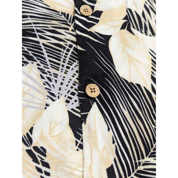 Caribbean Joe Hawaiian Shirt Mens Sz Large L Button Up Rayon Black Yellow Floral - Picture 5 of 10